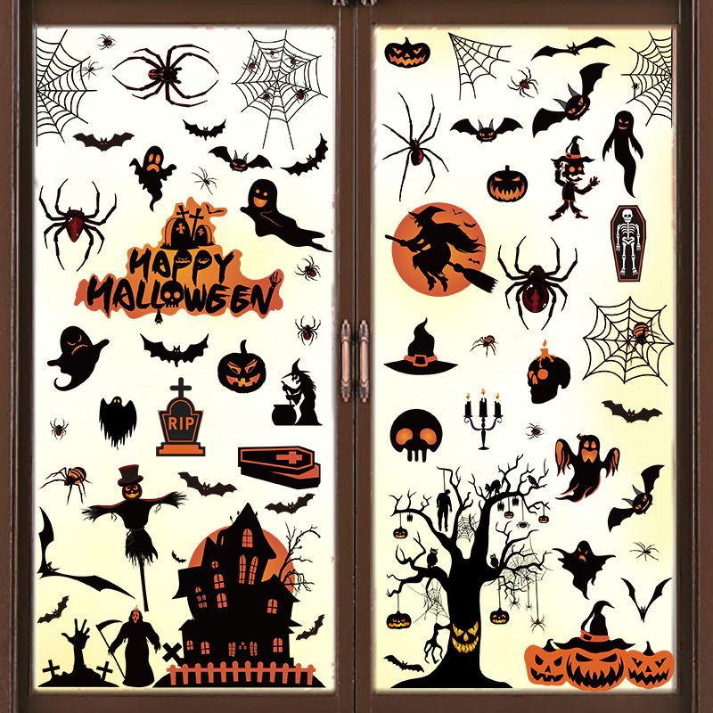 Halloween Fenster Aufkleber Sticker Deko Skelett