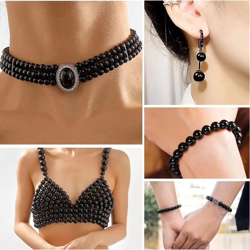 1150 Stücke Kunstperlen-Set Schwarz – Verschiedene Größen (3–12 Mm), DIY Schmuckherstellung, Mit Aufbewahrungsbox