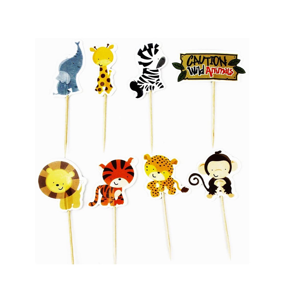 Image of (24er Set) Kuchenstecker Tortenstecker Topper Dekoration für Torten / Kuchen - Wilde Tiere bei Apfelkiste.ch