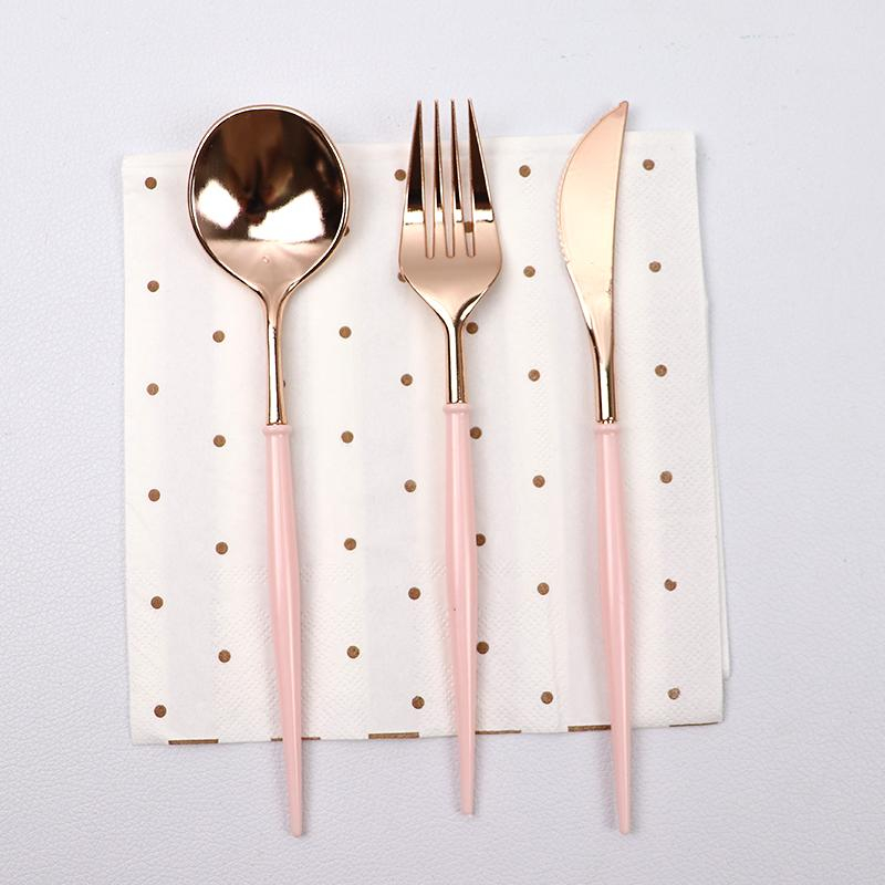 Image of (24-tlg. Set) Einweg Besteck Party Tisch Dekoration - Roségold / Rosa bei Apfelkiste.ch