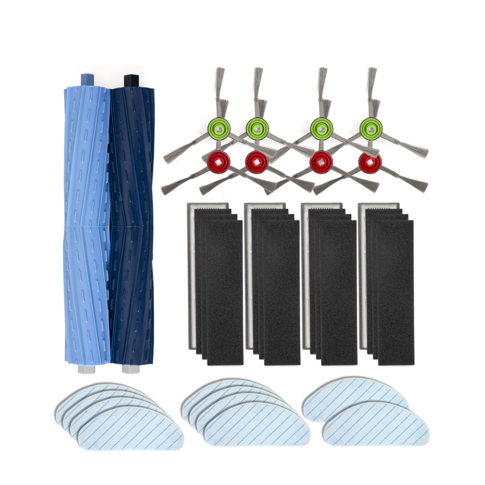 Image of (24-tlg. Set) Ersatz Bürsten + Filter Reinigungs Pads Werkzeug Kit Ecovacs Deebot T9 Aivi Staubsauger Roboter bei Apfelkiste.ch