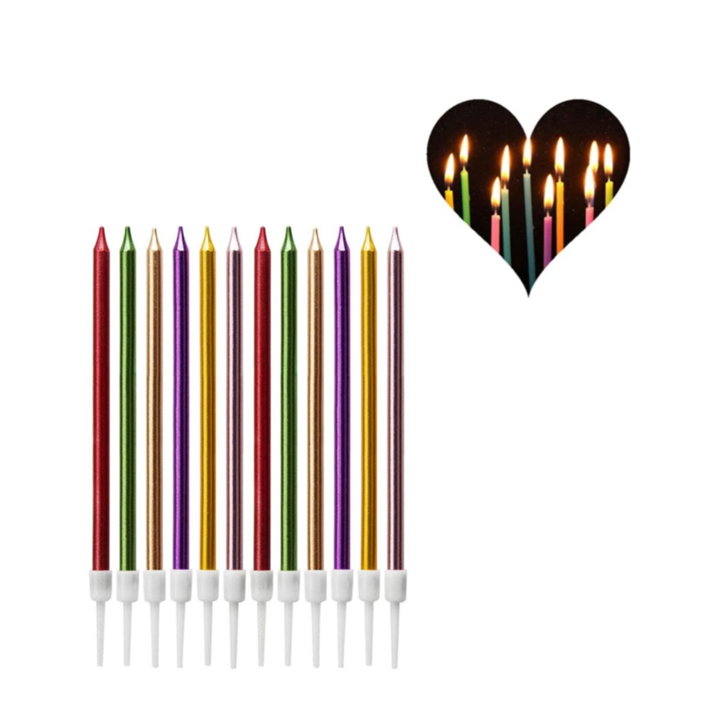 Image of (24er Set) 10.5cm Metallic Geburtstags Kerzen Birthday Deko für Torten / Kuchen / Muffins - Bunt bei Apfelkiste.ch