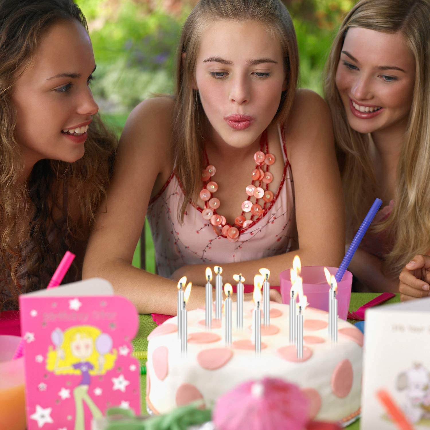 LUTER Metallische Geburtstagskerzen - 24 Stück Blau Mit Ständer