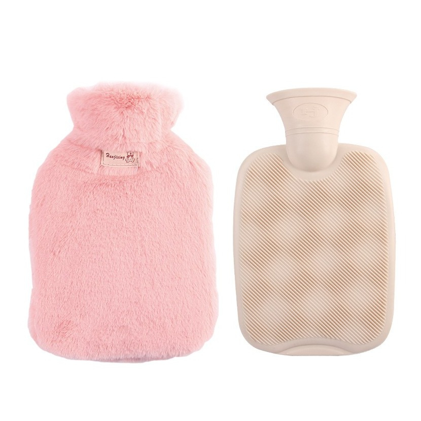Image of (1000ml) 24x15cm Wärmeflasche Flauschige Plüsch Bettflasche - Rosa bei Apfelkiste.ch