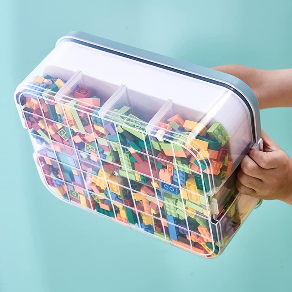 300x225mm Kinder Klemm Baustein Organizer Box Gelb