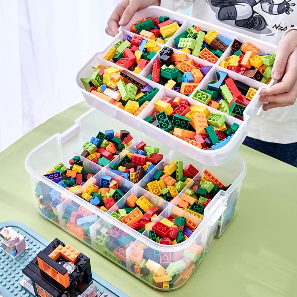 300x225mm Kinder Klemm Baustein Organizer Box Gelb