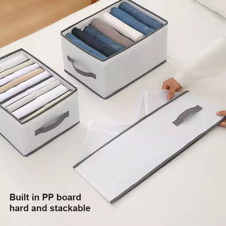 4er Set Schrank-Organizer Aus Leinen – Faltbare Aufbewahrungskörbe Mit Griffen, 37x26x20 Cm, Schwarz