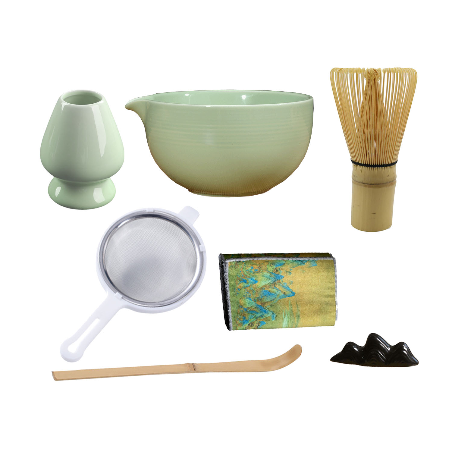 Set Matcha RACHEE 4 Pièces - Bol Céramique + Fouet Bambou + Cuillères - Cérémonie Thé Japonais