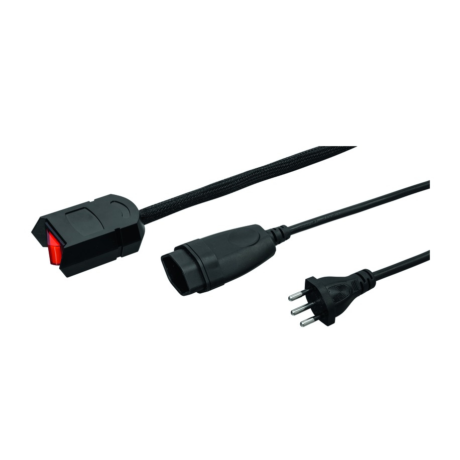 Image of Steffen - (5m) Verlängerungs Kabel mit CH-Stecker Schweiz 3-polig T13 T12 mit externem Kabelschalter (031595) - Schwarz bei Apfelkiste.ch