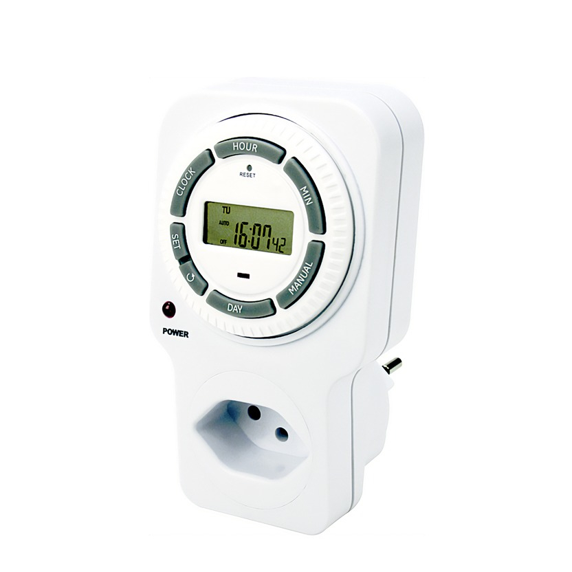 Image of Steffen - Digitale Zeitschaltuhr Steckdosen Adapter Schweiz 3-polig mit 20 Schaltprogrammen (1204432) - Weiss bei Apfelkiste.ch