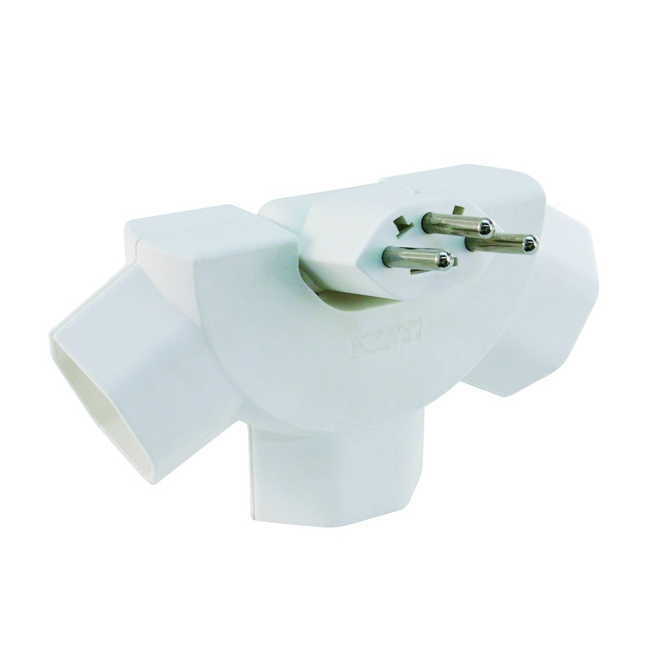 Image of Steffen - Mehrfachadapter 3-fach Mehrfachstecker T13 Steckdosen Adapter Schweiz 3-polig (1497690) - Weiss bei Apfelkiste.ch