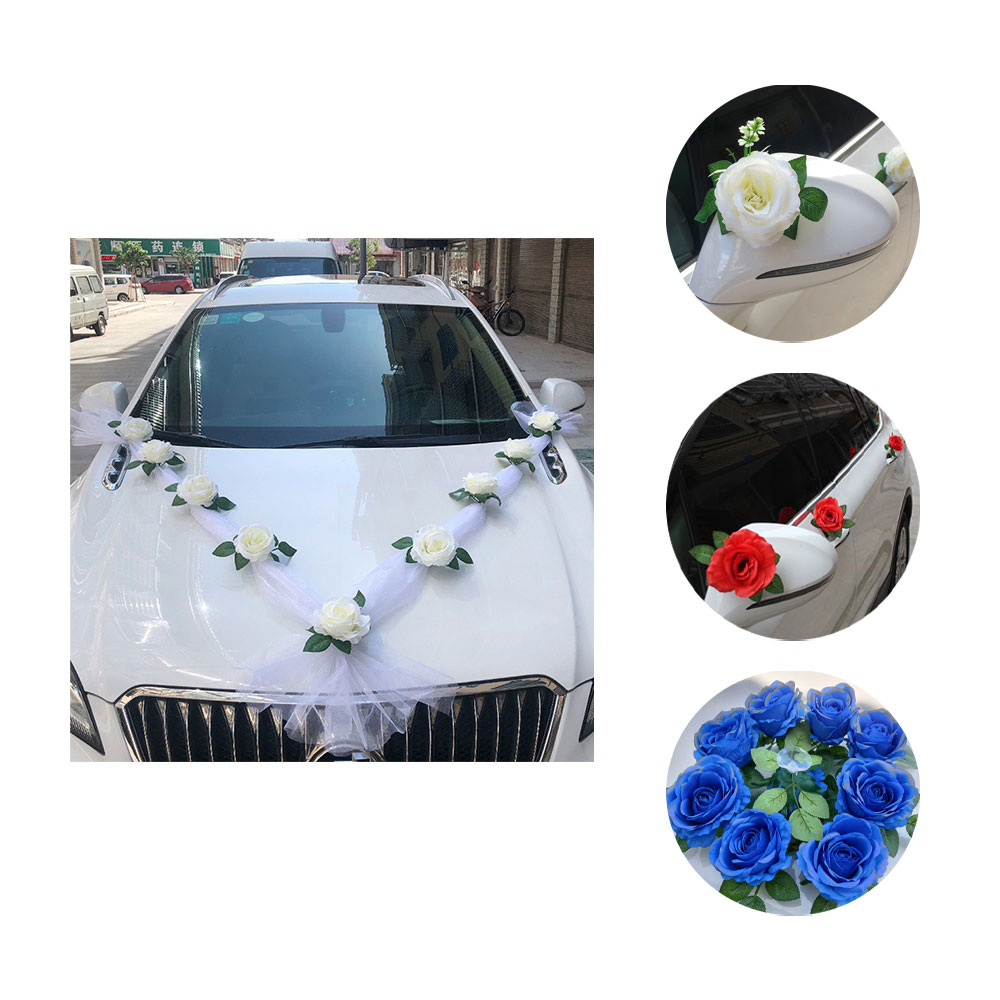 25-tlg. Set) Hochzeits Auto Rosen Dekoration Weiss