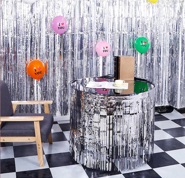 QUARKZMAN Lametta Tischröcke - 4 Stück Blau 29x108 Zoll