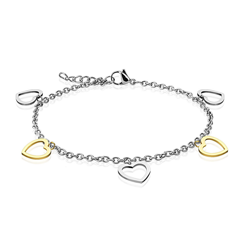 Image of (25cm) 316L Edelstahl Fusskette Accessoire Herzen - Silber / Gold bei Apfelkiste.ch
