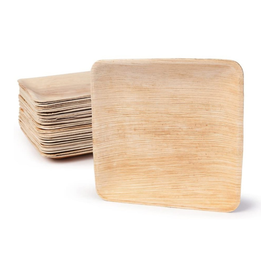 Image of (25er Set) 20x20cm Einweg Holz Teller Party Geschirr Tisch Dekoration - Braun bei Apfelkiste.ch