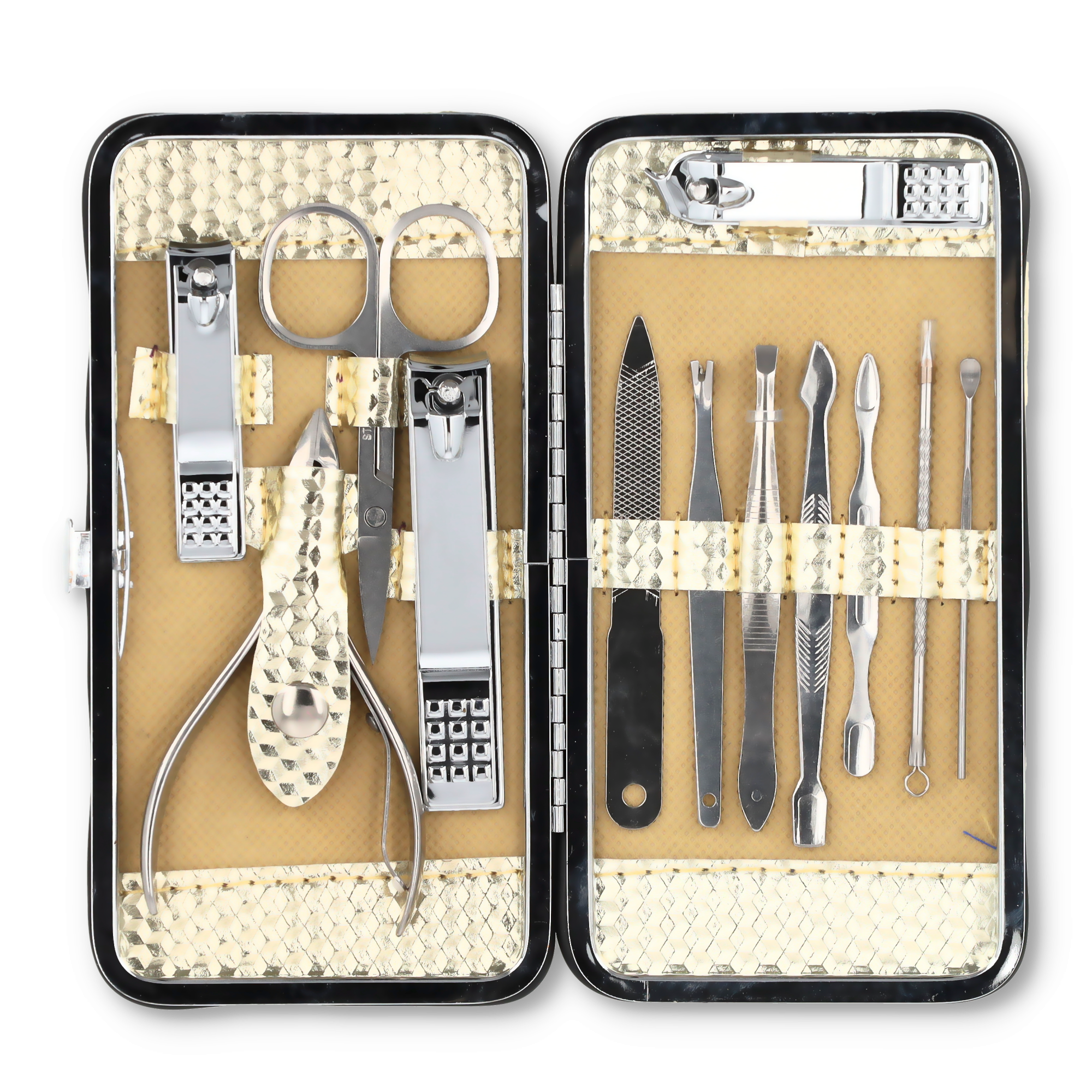 Nagelknipser Maniküre Set – 12-teilig, Aus Edelstahl, Mit Reiseetui – Für Nagelpflege, Pediküre & Gesichtspflege, Rosa