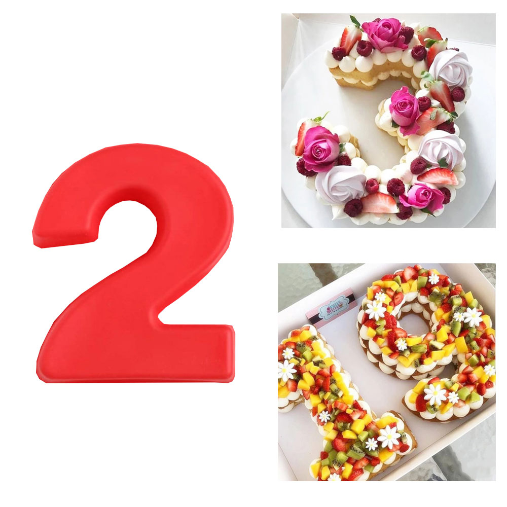 Image of (26cm) Flexible Silikon Kuchenform Backform für Geburtstag / Jubiläum - Zahl 2 bei Apfelkiste.ch