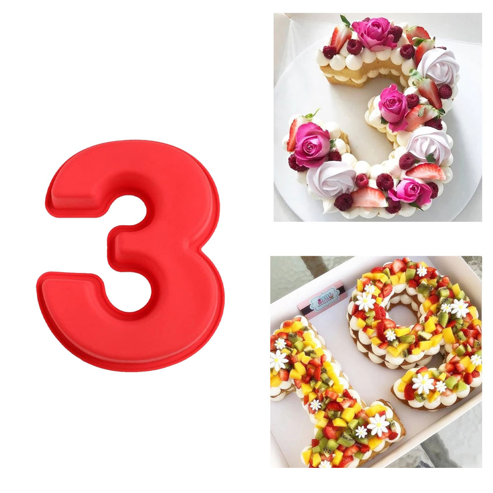 Image of (26cm) Flexible Silikon Kuchenform Backform für Geburtstag / Jubiläum - Zahl 3 bei Apfelkiste.ch