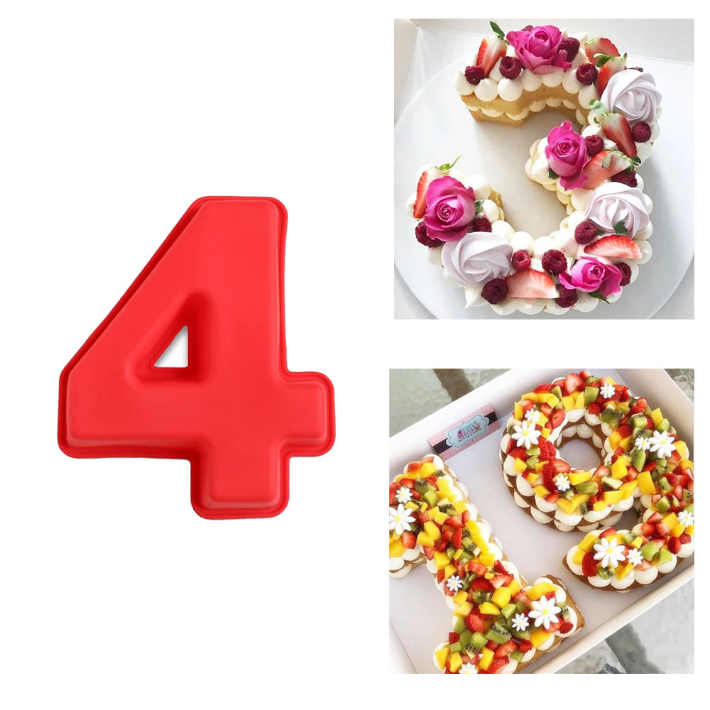 Image of (26cm) Flexible Silikon Kuchenform Backform für Geburtstag / Jubiläum - Zahl 4 bei Apfelkiste.ch
