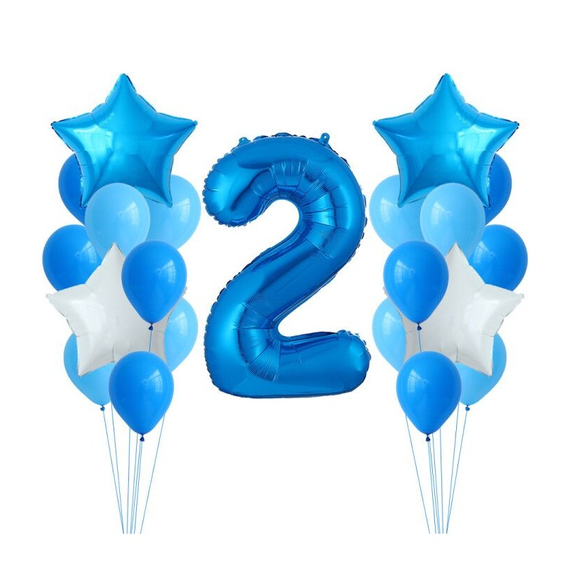 Image of (26-tlg. Set) Party Zahlen Ballon Geburtstag Luftballons Latex- und Folienballon Zahl 2 - Blau / Türkis bei Apfelkiste.ch