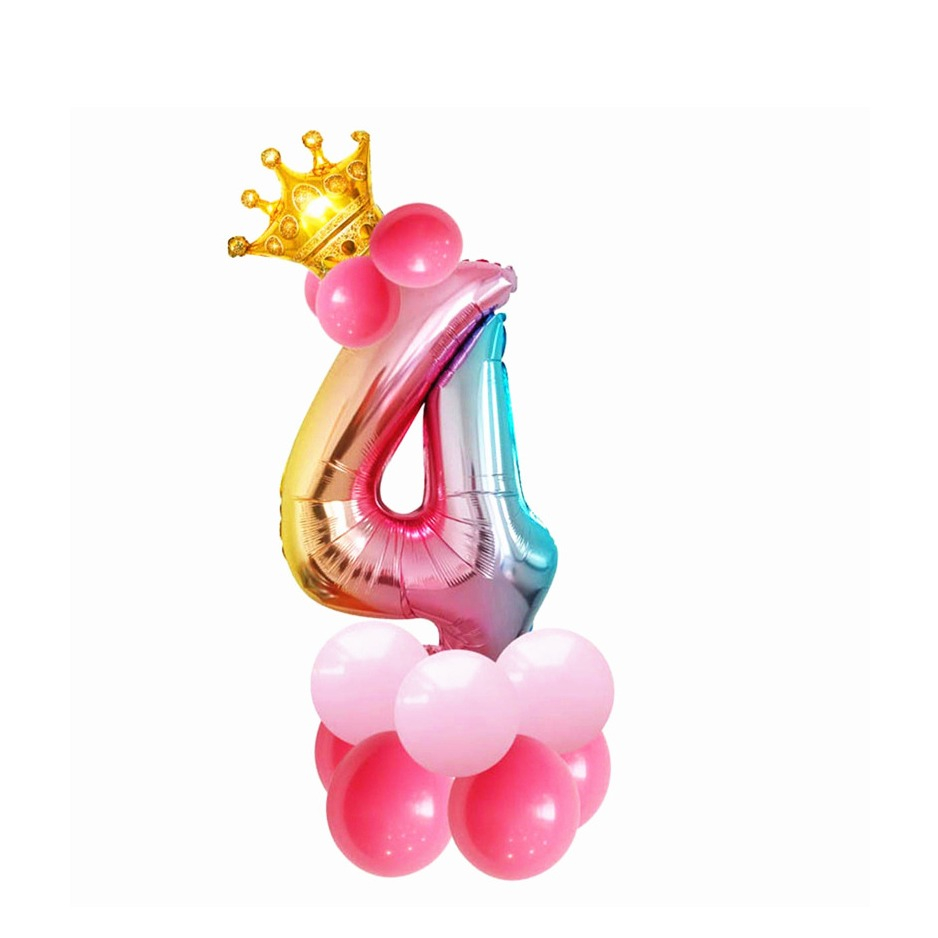 Image of (27-tlg. Set) Party Zahlen Ballon Geburtstag Luftballons Latex- und Folienballon Krone - Zahl 4 bei Apfelkiste.ch