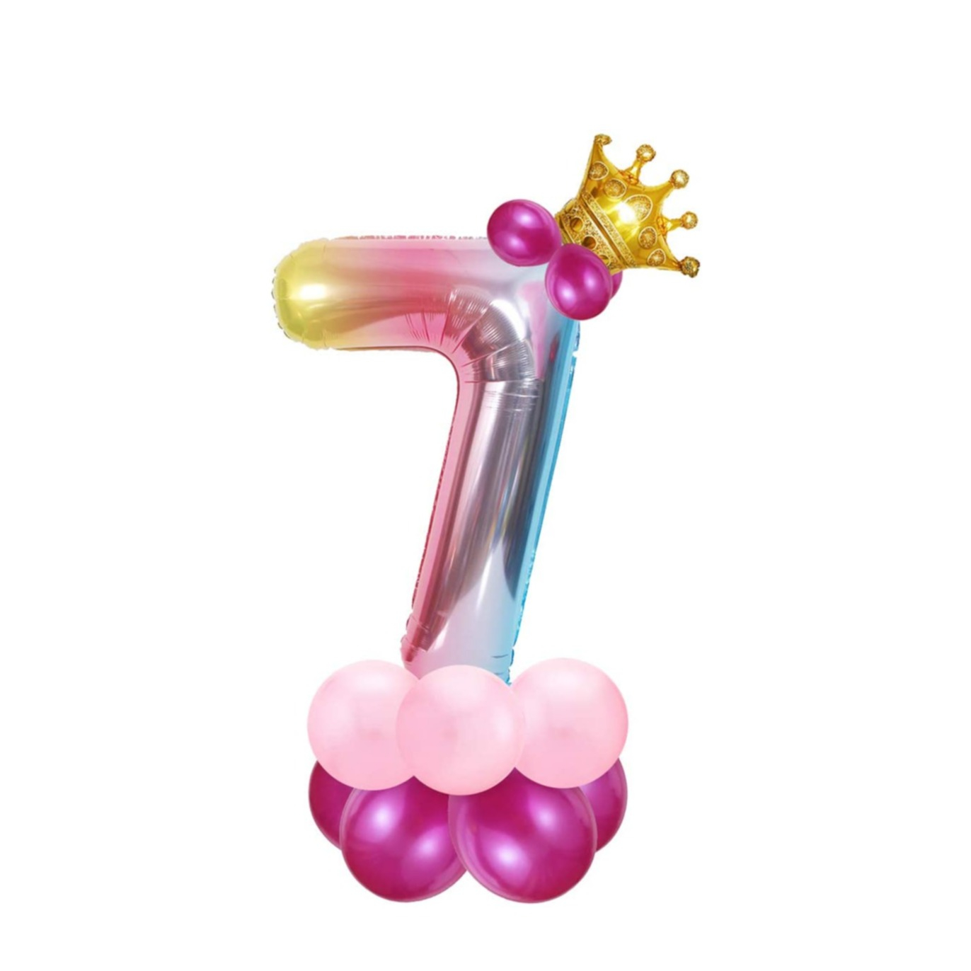 Image of (27-tlg. Set) Party Zahlen Ballon Geburtstag Luftballons Latex- und Folienballon Krone - Zahl 7 bei Apfelkiste.ch