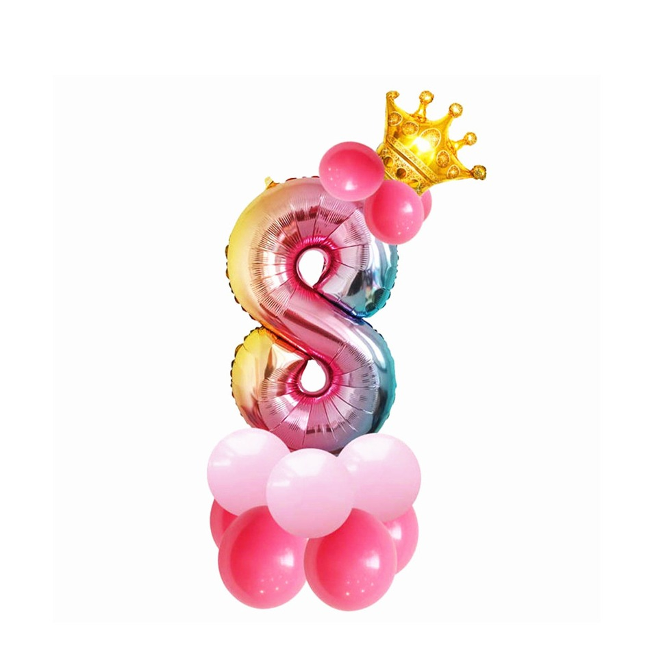 Image of (27-tlg. Set) Party Zahlen Ballon Geburtstag Luftballons Latex- und Folienballon Krone - Zahl 8 bei Apfelkiste.ch
