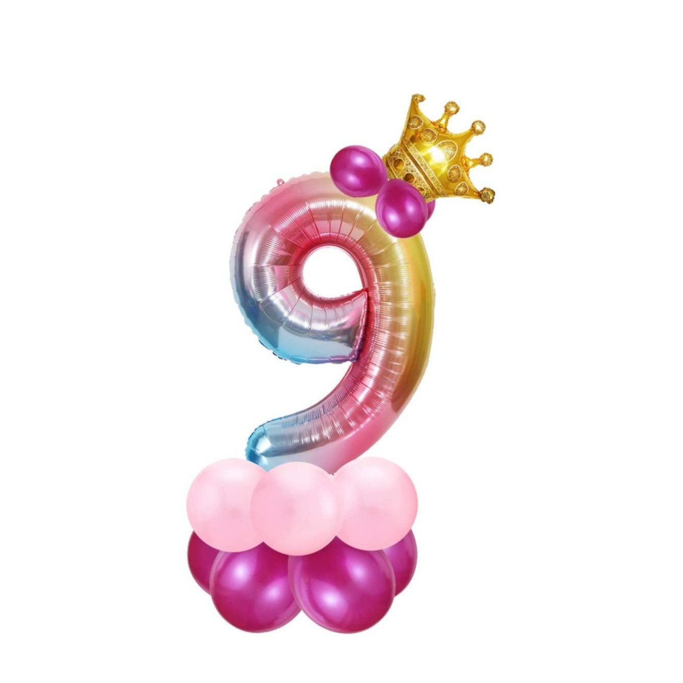 Image of (27-tlg. Set) Party Zahlen Ballon Geburtstag Luftballons Latex- und Folienballon Krone - Zahl 9 bei Apfelkiste.ch
