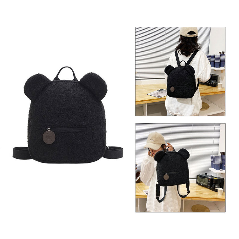 Image of (28x25x11cm) Mini Teddy Bär Rucksack Fashion Umhänge Schulter Tasche - Schwarz bei Apfelkiste.ch