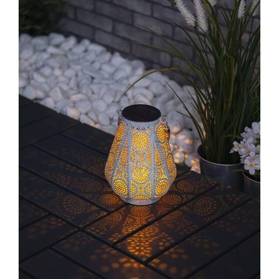 Image of Schönenberger Elektro - Sabik LED Solar Lampe Outdoor Messing Laterne Spritzwassergeschützt IP44 (20x25cm) - Amber bei Apfelkiste.ch