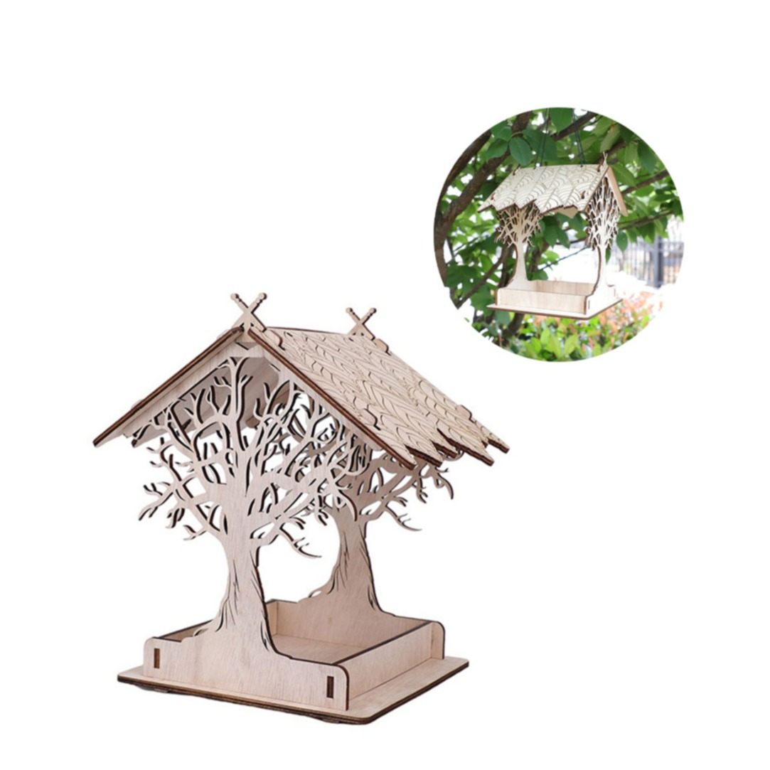 Image of (29x20x21cm) Holz Vogelhaus do it yourself Vogelhäuschen - Natur Braun bei Apfelkiste.ch