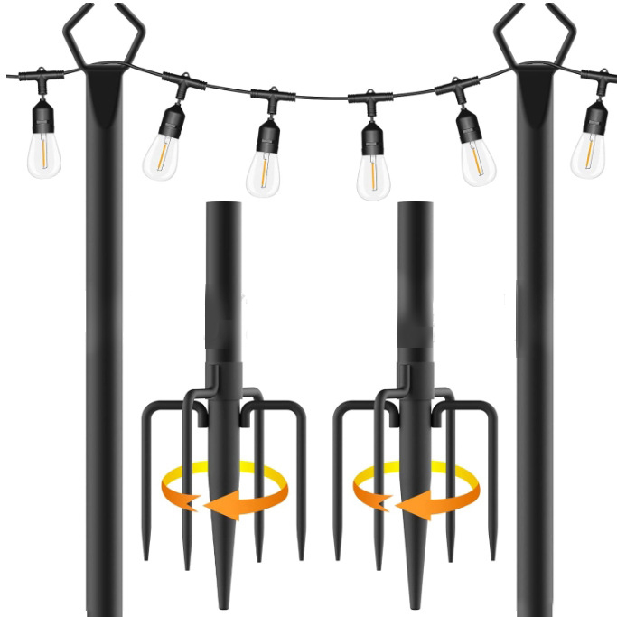 Lichterketten-Ständer 4er Set – 3 M Höhe, Eisen, Pulverbeschichtet, Wetterfest, U-förmige Gabel, Boden- & Zaunbefestigung – Für Garten & Terrasse