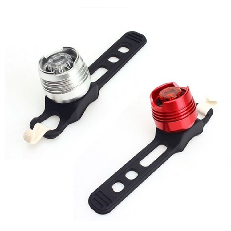 2er Pack - Fahrrad Velo Warnlicht LED Frontlicht & Rücklicht Rot (Spritzwasserfest) - Rot + Silber