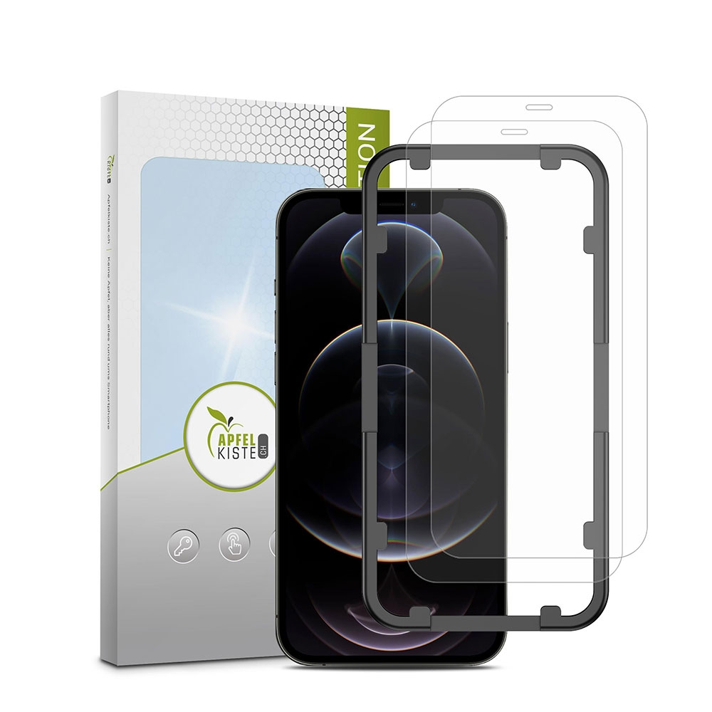 Image of Apfelkiste © - (2er Set) iPhone 12 Mini Panzer Glas Display + Montagerahmen Case Friendly 0.3mm bei Apfelkiste.ch