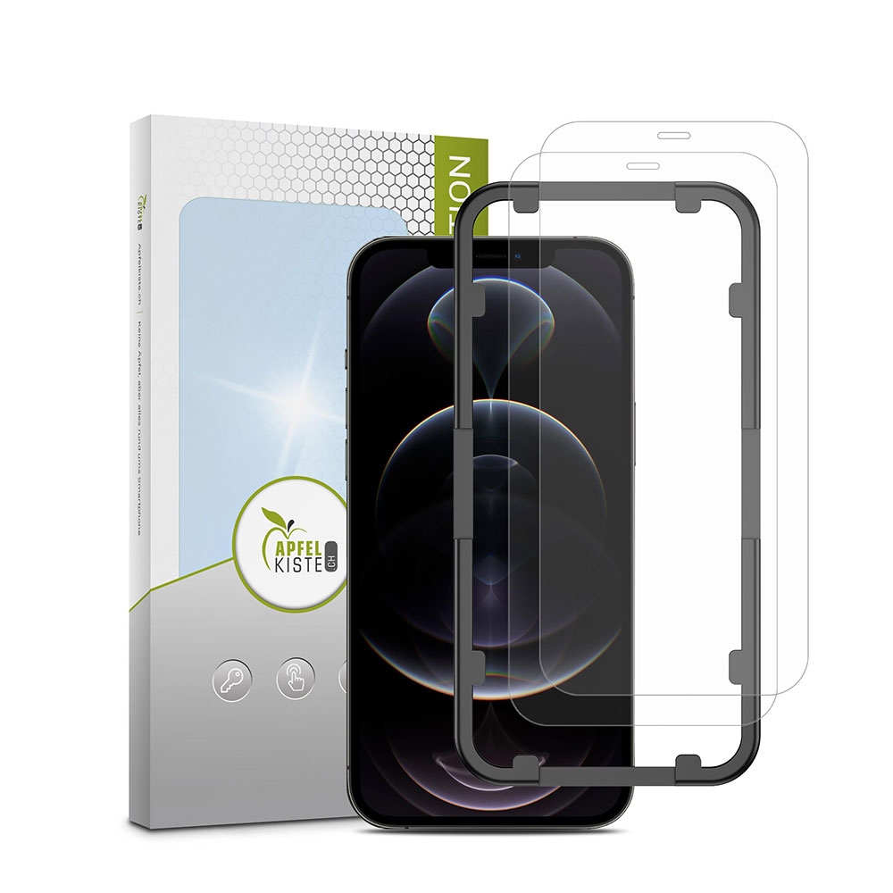 Image of Apfelkiste © - (2er Set) iPhone 12 Pro Max Panzer Glas Display + Montagerahmen Case Friendly 0.3mm bei Apfelkiste.ch