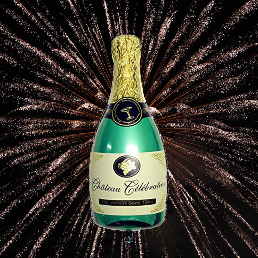 Image of (2er Set) 100cm Party Ballon Folien Luftballon Deko Champagner Flasche - Grün bei Apfelkiste.ch