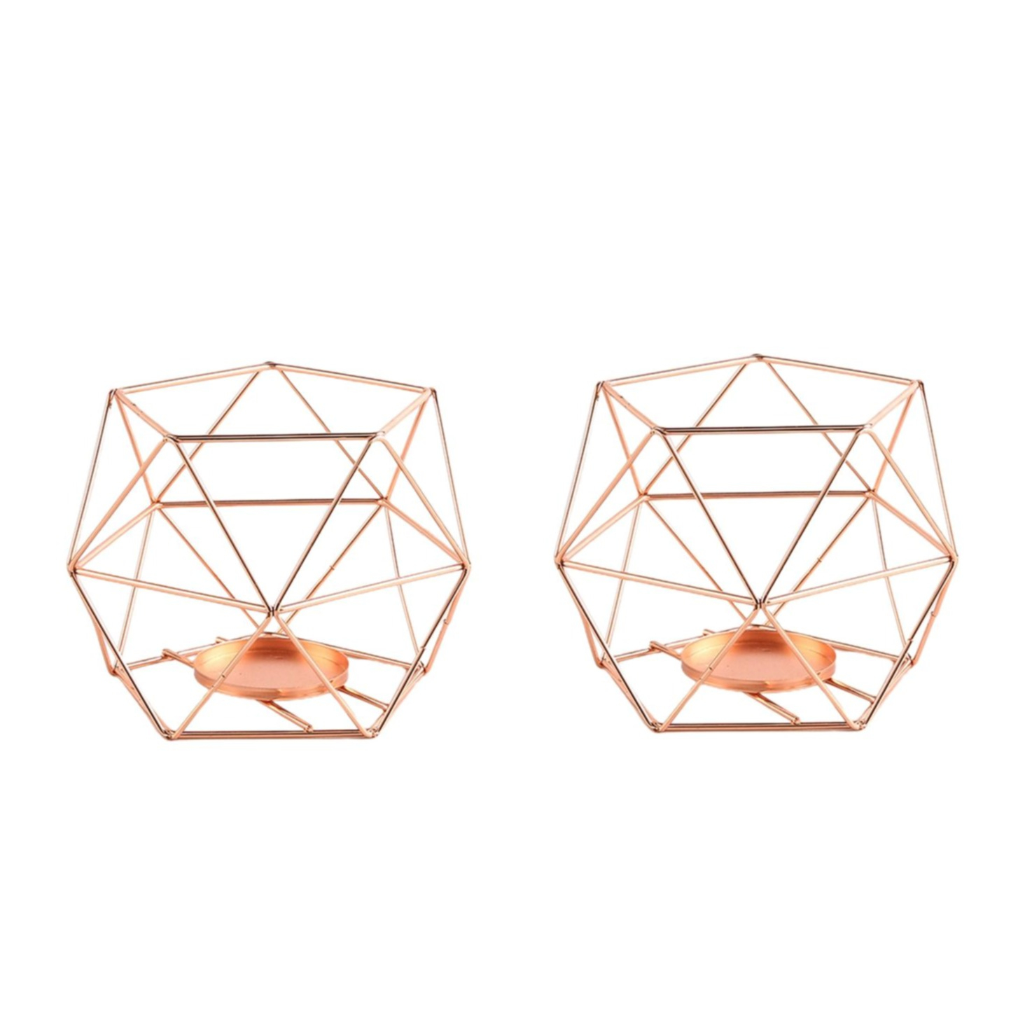 Image of (2er Set) Deko Teelicht Halter Home Accessoire Kerzen Ständer - Roségold bei Apfelkiste.ch