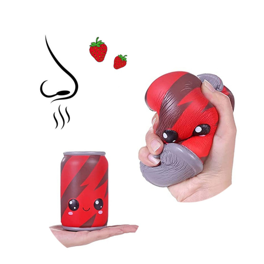 Image of (2er Set) Duftende Anti Stress Knautsch Dose Squeeze Spielzeug Quetsch Getränke Dose - Rot bei Apfelkiste.ch