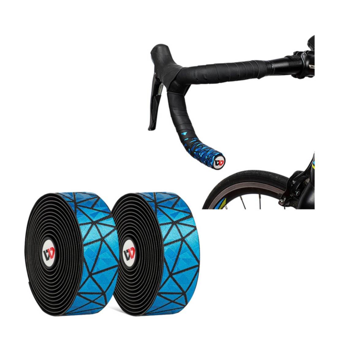 Image of West Biking - (2er Set) Fahrrad Rennrad Lenker Band für Velo Griff + Griffstecker - Blau / Schwarz bei Apfelkiste.ch