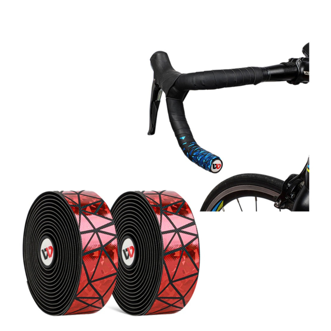 Image of West Biking - (2er Set) Fahrrad Rennrad Lenker Band für Velo Griff + Griffstecker - Rot / Schwarz bei Apfelkiste.ch