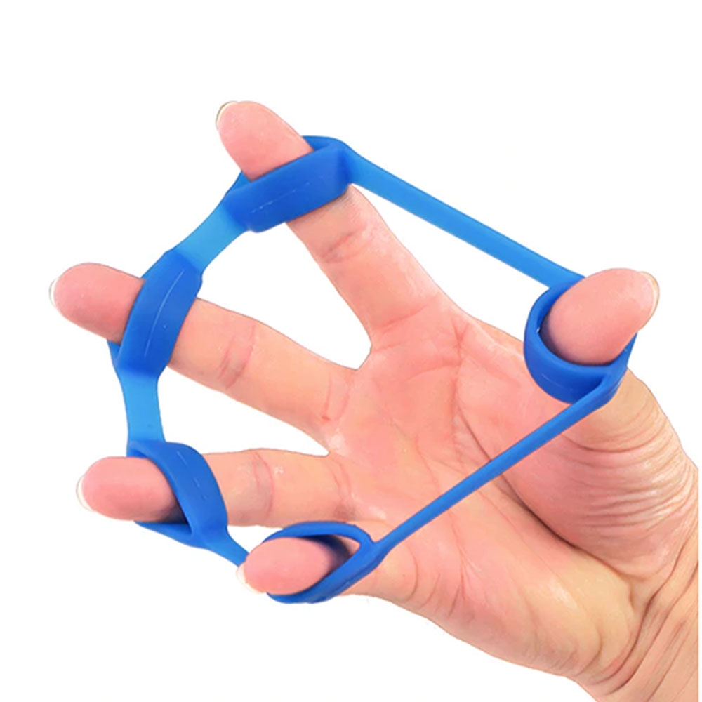 Image of (2er Set) Gummi Fitness Finger Übungsbänder Handmuskeltrainer / Handtrainer / Fingertrainer (Ideal für Gitarre / Klettern / Arthritis) - Blau bei Apfelkiste.ch