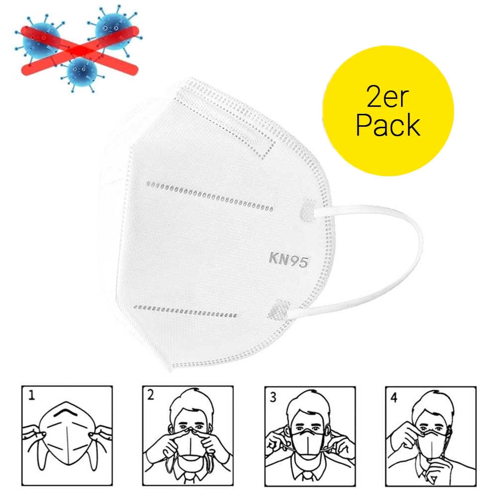 (2er Set) KN95 Mundschutz Hygiene Atemschutzmaske Staubschutzmaske (Einheitsgrösse)