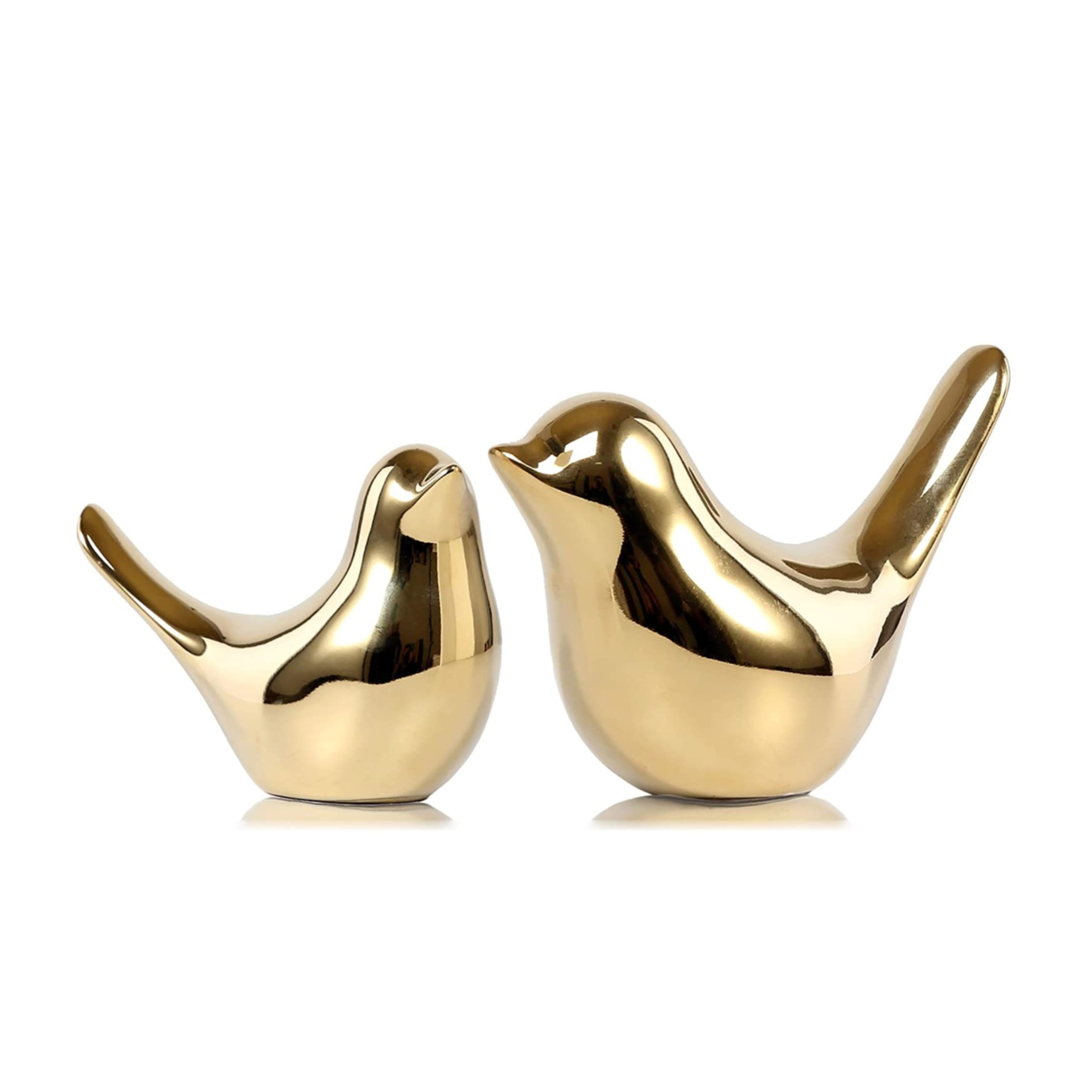 Image of (2er Set) Porzellan Deko Vögel Home Accessoire Vogel Statue - Gold bei Apfelkiste.ch