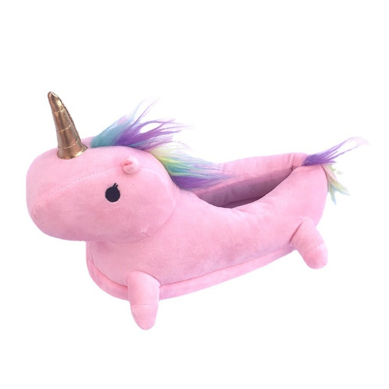 Image of (2er Set) Gr. Unisex Einhorn Unicorn Plüsch Hausschuhe Finken Pantoffeln - Rosa bei Apfelkiste.ch