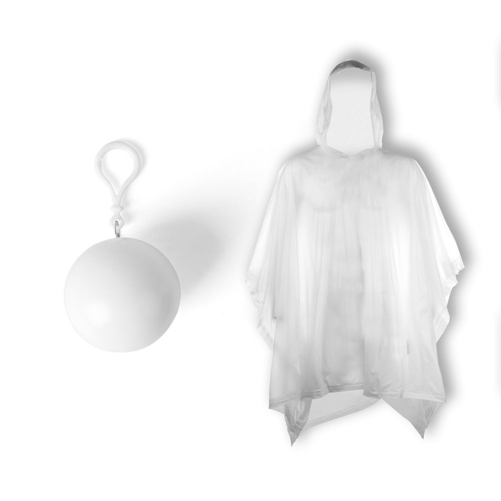 Image of (2er Set) 120cm Unisex Vinyl Regenjacke Windmantel Poncho Ball Regencape mit Kapuze - Weiss bei Apfelkiste.ch