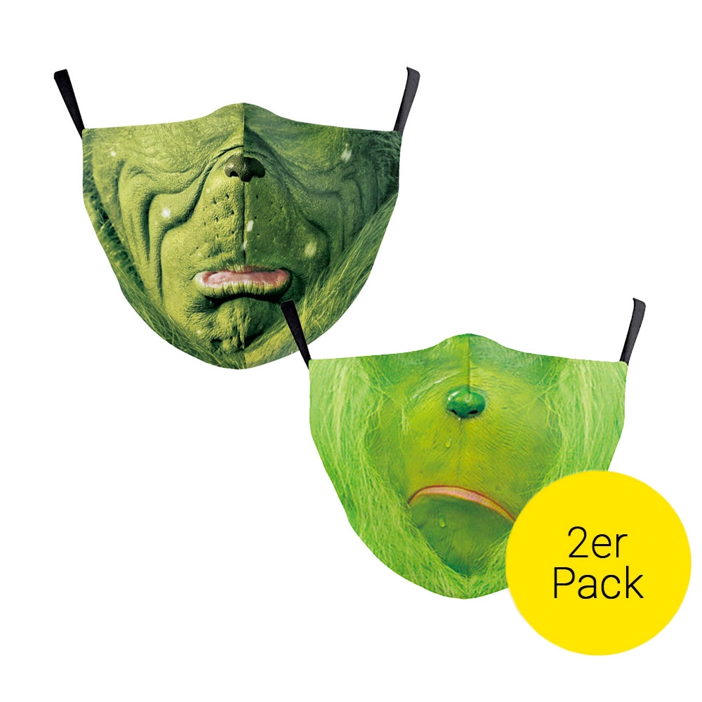 (2er Set) Wiederverwendbare Stoff Mundschutz Hygiene Atemschutzmaske Staubschutzmaske (Grössenverstellbar) - Weihnachtsmuffel