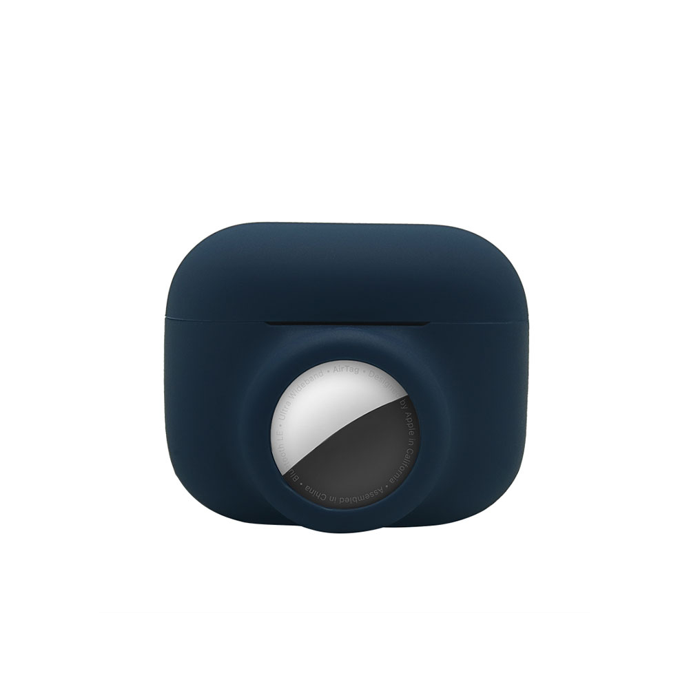 Image of 2in1 AirPods Pro + AirTag Silikon Case Schutzhülle Abdeckung - Dunkelblau bei Apfelkiste.ch