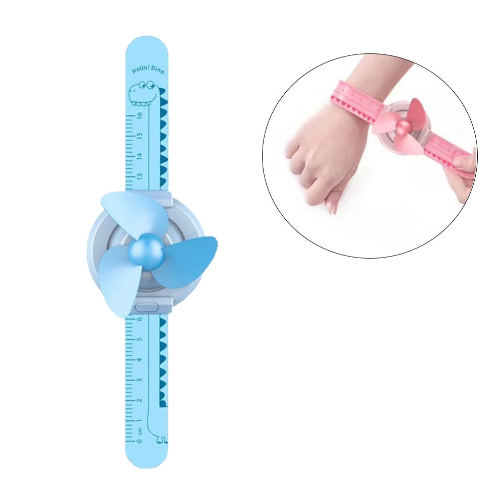 Image of 2in1 Kinder USB Ventilator Lineal Schnapp Armband Lüfter Massstab - Blau bei Apfelkiste.ch