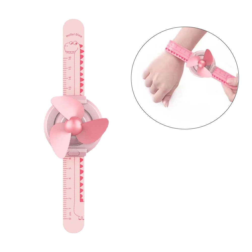 Image of 2in1 Kinder USB Ventilator Lineal Schnapp Armband Lüfter Massstab - Rosa bei Apfelkiste.ch