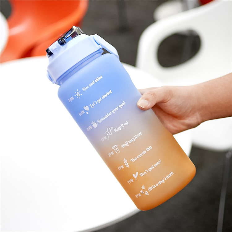 2L Tragbare Fitness Trinkflasche mit Zeit Markierung